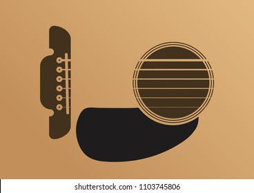 Vector guitar flat style illustration. Music instrument abstract graphic design