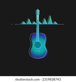 vector Guitar with gradient colors. guitar, color gradation, and music