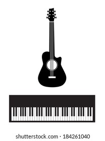 Vector Guitar and Keyboard Piano Set