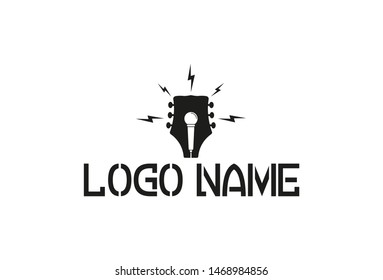 Vector guitar logo template design. Isolated on white background.