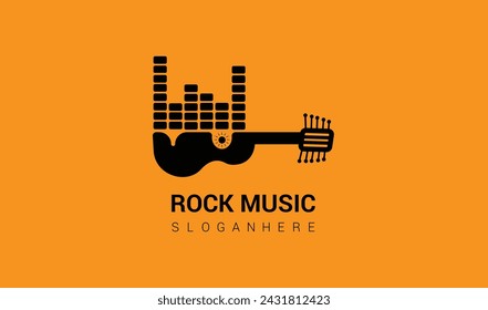 vector guitar logo template simple design