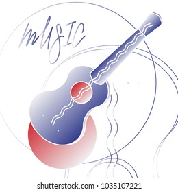 Vector guitar musical instrument Isolated on white background. A creative picture for musicians.