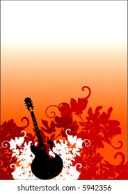 vector guitar on floral background