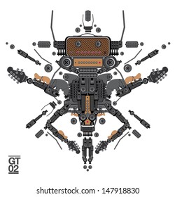 vector guitar robot character design