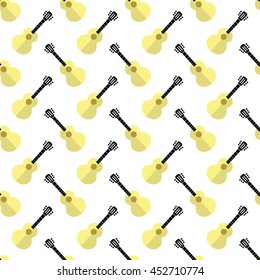 Vector Guitar Silhouette Seamless Background. Musical Instrument Pattern
