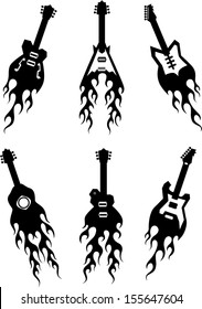 vector guitar silhouettes with flames - Separate layers for easy editing