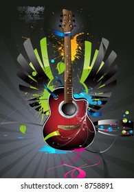 vector guitar six strings, music instrument
