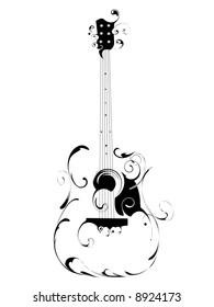 vector guitar six strings, music instrument