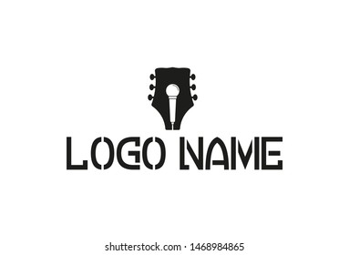 Vector guitar stick logo design. Isolated on white background.
