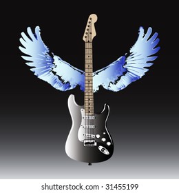Vector Guitar With Wings