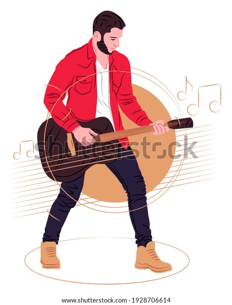 Vector guitarist\
in shadow of sharp lines\
style