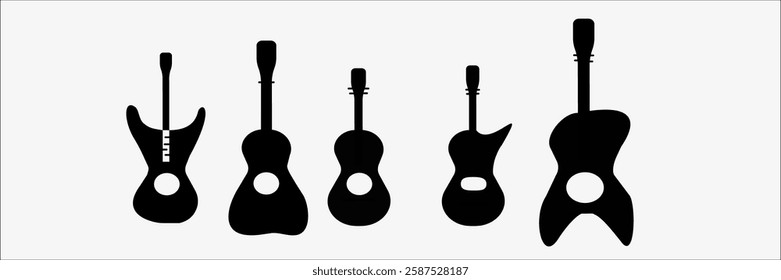 Vector guitars - Silhouettes. Set vector images of kind of guitars.