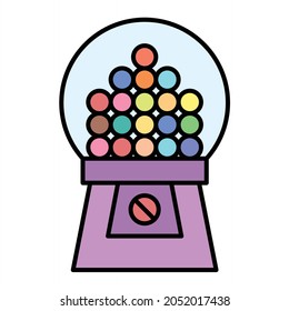 Vectorgummi-Ball-Maschine, ausgefüllt mit Symboldesign
