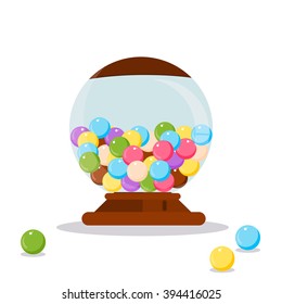 Vector Gumball Machine illustration. Gumball, bubblegum machine, dispenser vector illustration. Funny Gumball Machine. Gumball Machine colorful candy. Gumball Machine. Gumball Machine design.