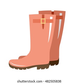 Vector Gumboots Of Red Color