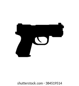Vector gun black and white icon. Police weapon pictogram.