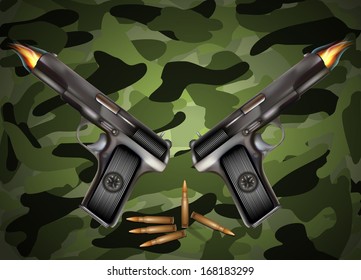 vector gun with bullets, related to Victory Day or 23 February 