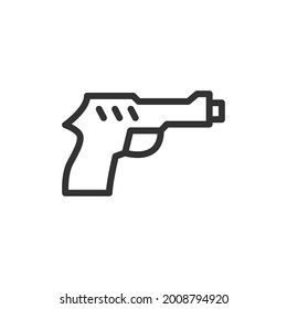 Icono de la línea de cañón del vector. Símbolo con estilo de contorno de moda. Ilustración vectorial aislada en un fondo blanco.