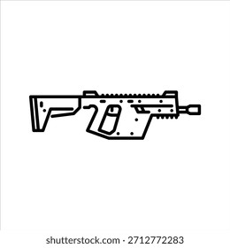 vector gun outline icon. firearm black line illustration.