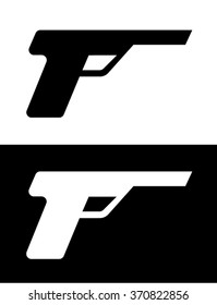 Vector Gun Silhouette Set in Black and Reverse