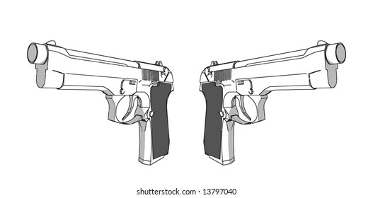 vector guns - 3d illustration on white background