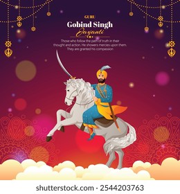 vetor de guru gobind singh jayanti fundo com conceito de cor gradiente, faixa, cartão de saudação, capa. 