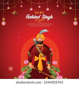 vetor de guru gobind singh jayanti fundo com conceito de cor gradiente, faixa, cartão de saudação, capa. 