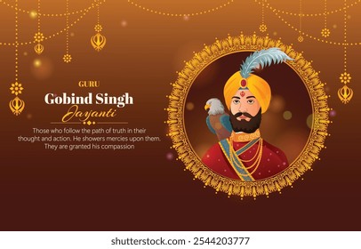 vector of guru gobind singh jayanti background with gradient color concept, horizontal banner, greeting card, cover. 