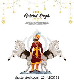vector of guru gobind singh jayanti background with gradient color concept, banner, greeting card, cover. 