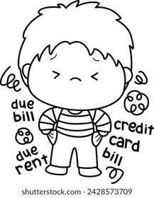 a vector of a guy with no money in black and white coloring