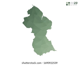 Vector of Guyana map green polygon triangle mosaic with white background. style gradient.