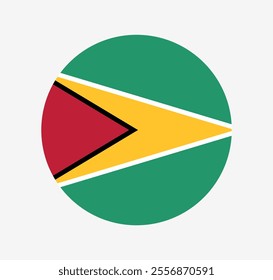 Vector Guyana National Flag icon. Round flag of Guyana on White Background.