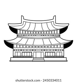 Vektorgrafik Gyeongbokgung Palast Koreanisches Bauwerk Traditionelle Zeichentrick-Illustration isoliert