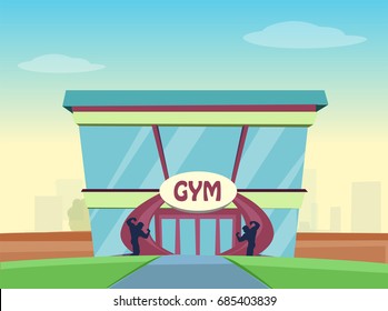 Vector Gym Building  / Illustration Gym Outdoor Entrance 