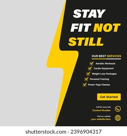 Vector gym fitness banner design for social media post