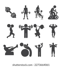 vector gym fitness elements set