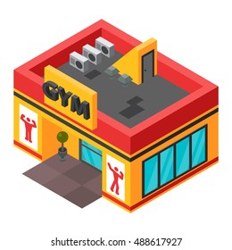 Vector Gym Fitness Isometric Building Isolated