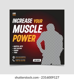 Vector gym and fitness social media banner design