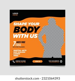 Vector gym and fitness social media post design