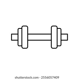 vector gym icon, simple flat black linear dumbbell icon on white background..eps