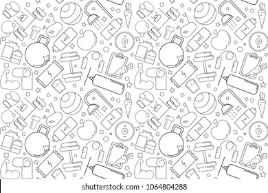 Vector gym pattern. Gym seamless background
