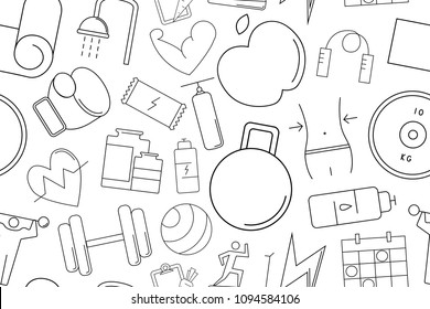 Vector gym pattern. Gym seamless background