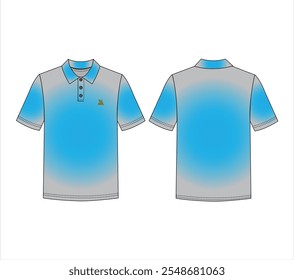 Vector gimnasio Polo Shirt ilustración técnica de moda. Plantilla de dibujo técnico plano de la moda de la camiseta, manga corta, cuello del polo, Botones, ajuste relajado, vista delantera y trasera