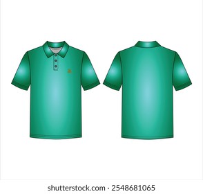 Vector gimnasio Polo Shirt ilustración técnica de moda. Plantilla de dibujo técnico plano de la moda de la camiseta, manga corta, cuello del polo, Botones, ajuste relajado, vista delantera y trasera