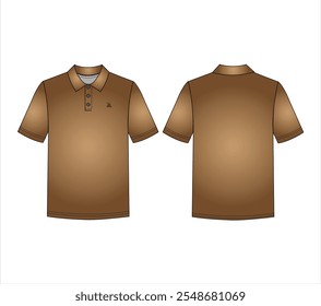 Vector gimnasio Polo Shirt ilustración técnica de moda. Plantilla de dibujo técnico plano de la moda de la camiseta, manga corta, cuello del polo, Botones, ajuste relajado, vista delantera y trasera