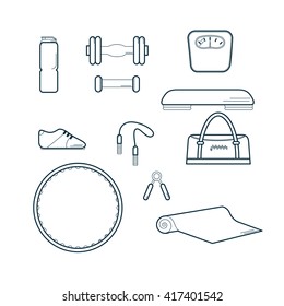 Vector Gym set. Fitness Elements.