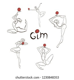 Vector gymnasts in black and white 