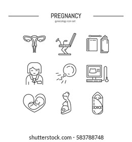 Vector gynecology symbols icon set. Medical clinic design elements,logo