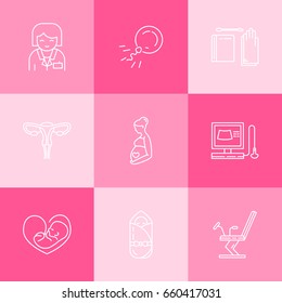 Vector gynecology symbols icon set. Medical clinic design elements,logo