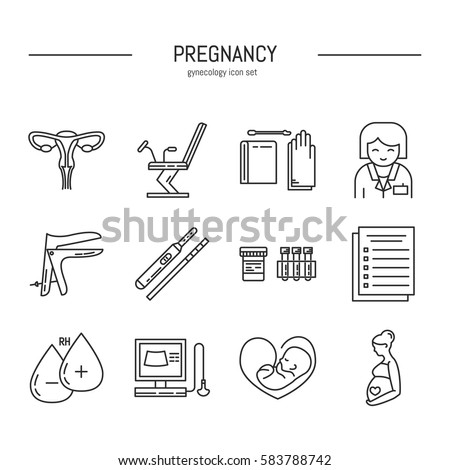 Vector Gynecology Symbols Icon Set Medical Stock Vector (Royalty Free ...